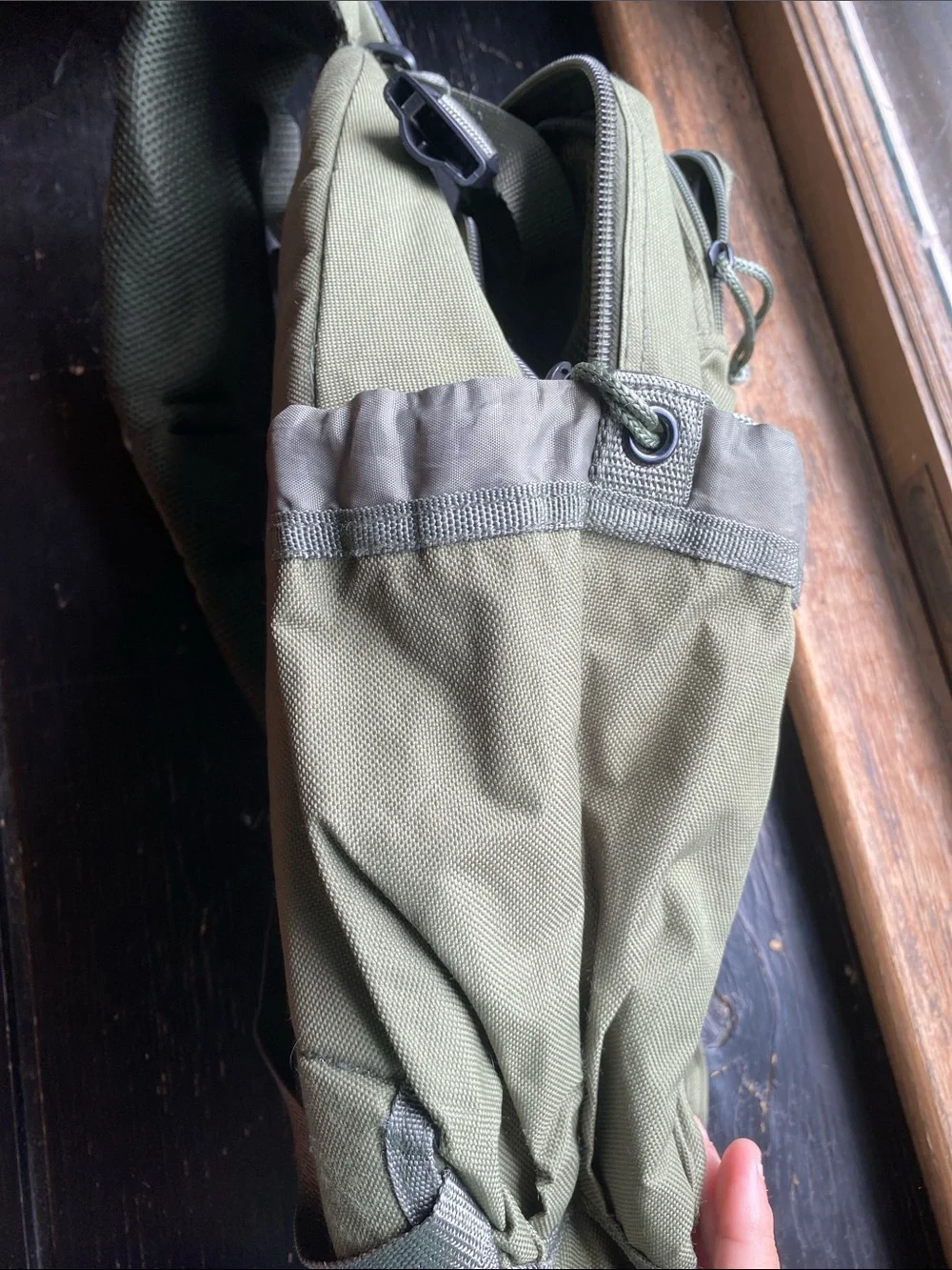 Olive Tactical Sling Backpack with MOLLE Webbing